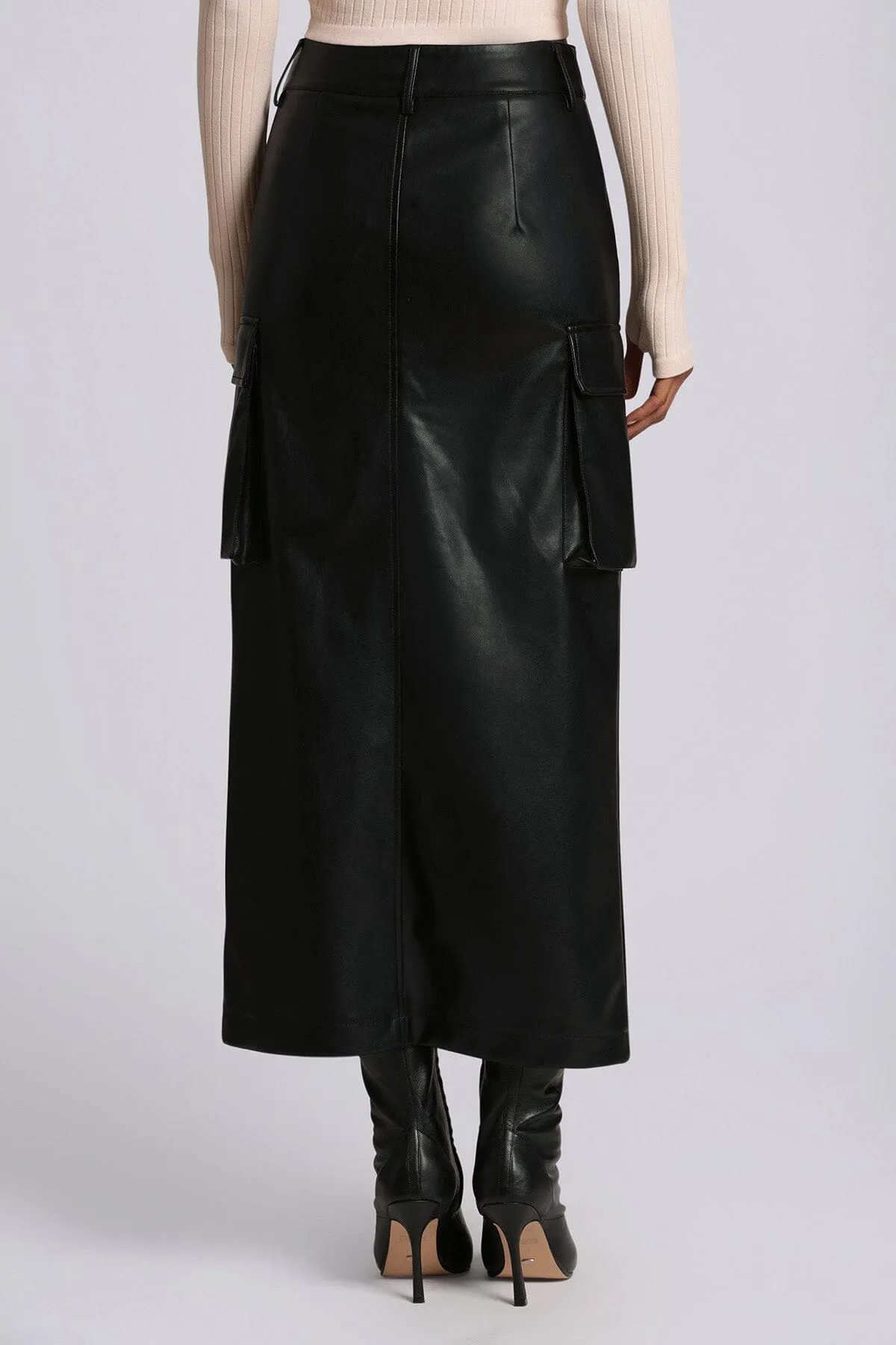 Faux-Ever Leather™ Maxi Cargo Skirt sold by Avec Les Filles product image thumbnail 5