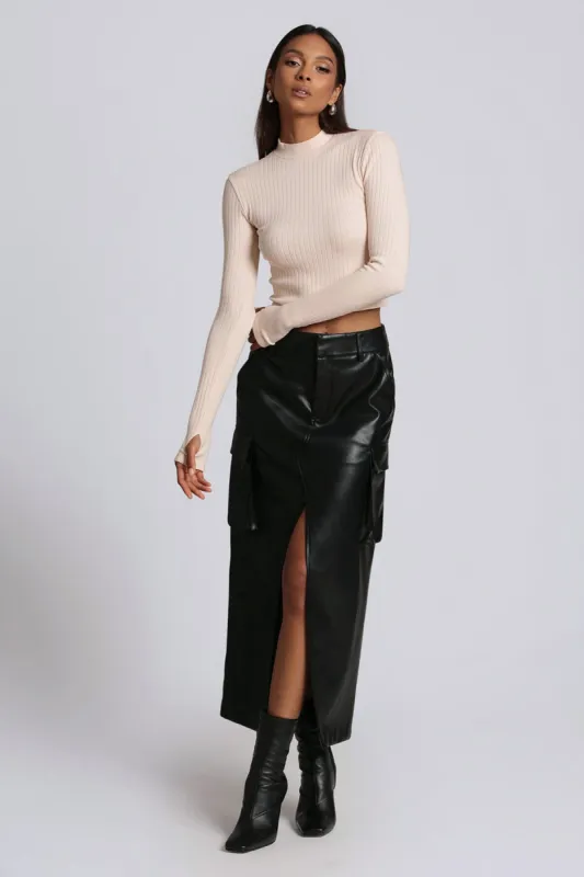 Faux-Ever Leather™ Maxi Cargo Skirt sold by Avec Les Filles