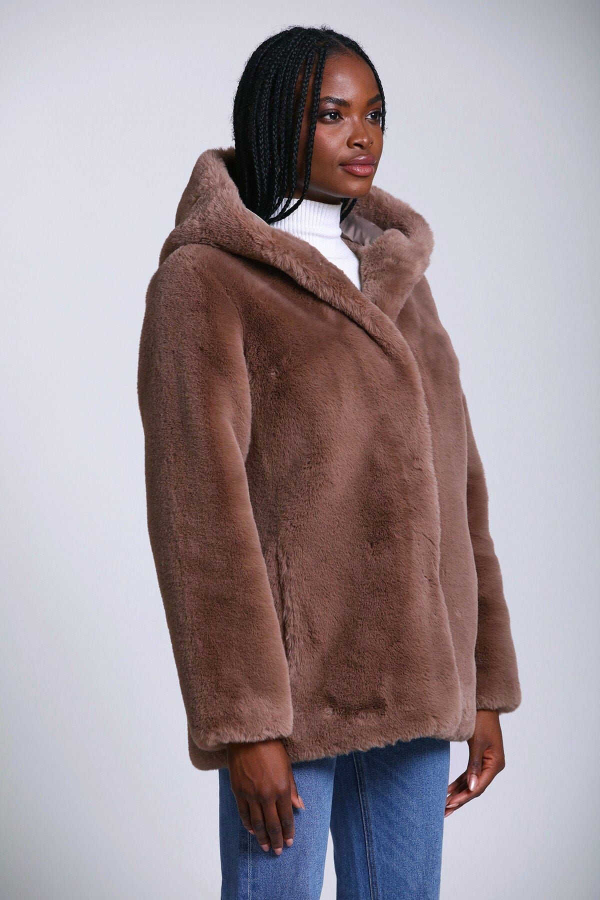 Hooded Faux Fur Coat sold by Avec Les Filles product image thumbnail 5