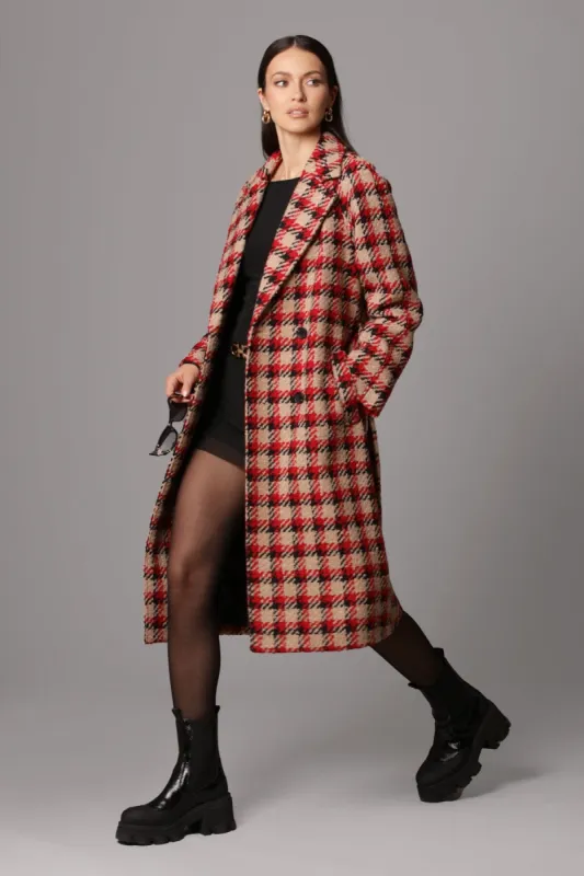Plaid Jacquard Belted Walker Coat sold by Avec Les Filles