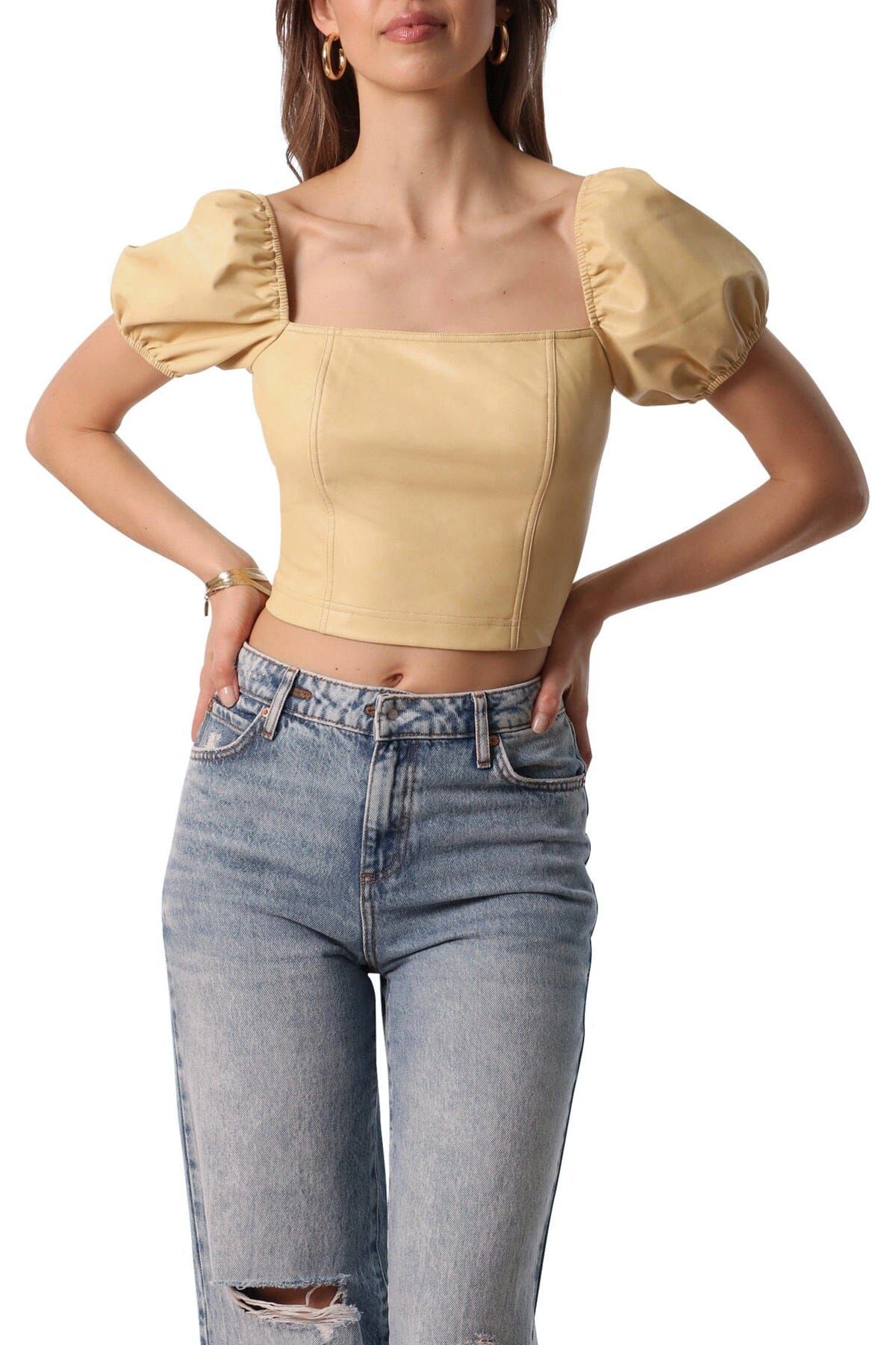 Faux Leather Crop Top sold by Avec Les Filles product image thumbnail 3