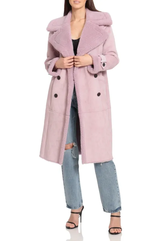 Double-Breasted Faux Shearling Coat sold by Avec Les Filles