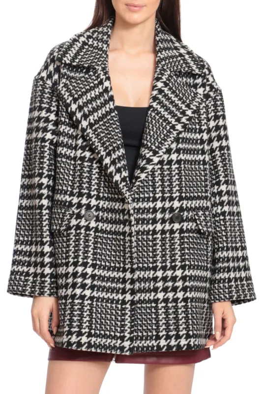 Oversized Wool Blend Plaid Houndstooth Coat sold by Avec Les Filles