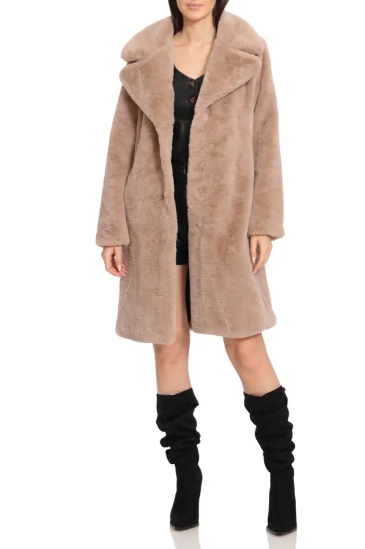Notch Collar Faux Fur Coat sold by Avec Les Filles