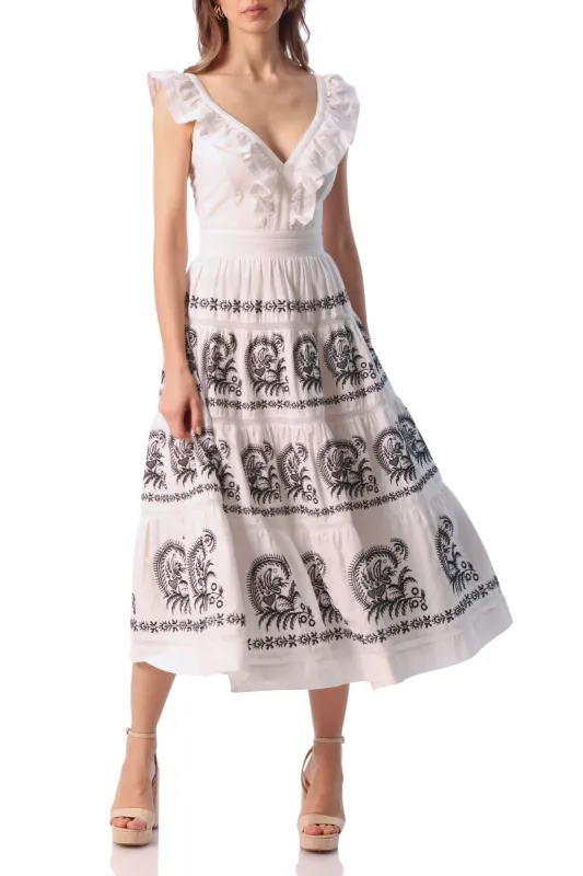 Embroidered Tiered Midi Dress sold by Avec Les Filles