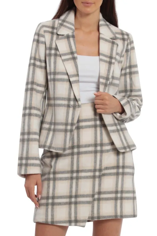 Brushed Plaid Single-Button Blazer sold by Avec Les Filles