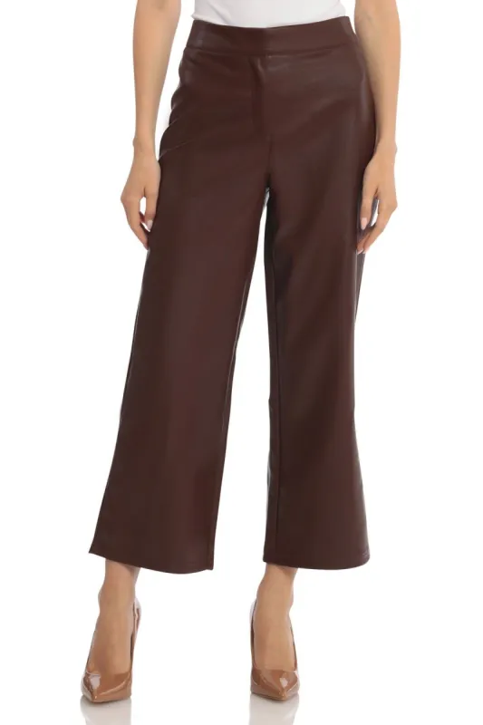 Faux Leather Wide Leg Cropped Trouser sold by Avec Les Filles