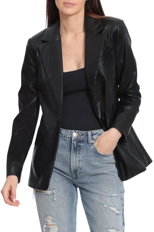 Faux Leather Fitted Blazer sold by Avec Les Filles