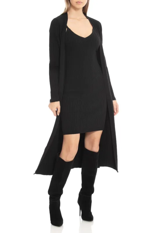 Longline Cardigan & Mini Dress Set sold by Avec Les Filles