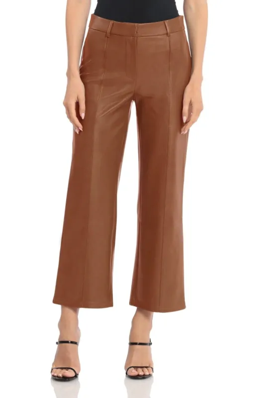 Plus Size - Seam-Front Faux Leather Wide Leg Crop Trouser sold by Avec Les Filles
