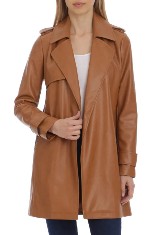 Faux Leather Open Trench sold by Avec Les Filles