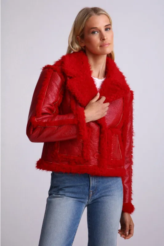 Glazed Faux Shearling Jacket sold by Avec Les Filles