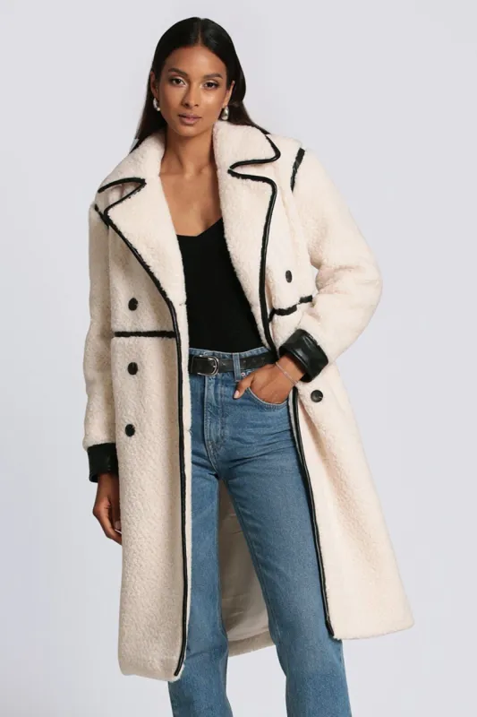 Faux Shearling Contrast Trim Coat sold by Avec Les Filles