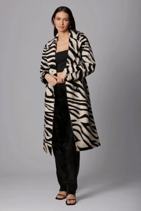Zebra Print Belted Coat sold by Avec Les Filles