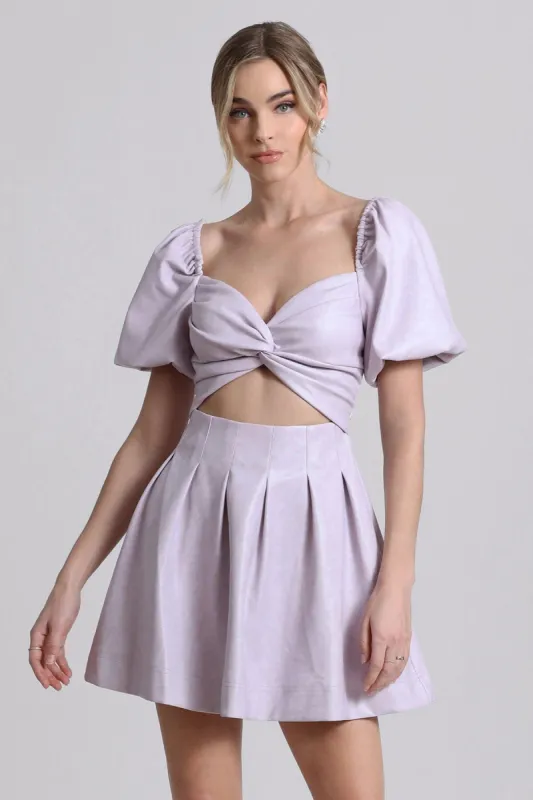 Faux-Ever Leather™ Puff Sleeve Babydoll Dress sold by Avec Les Filles