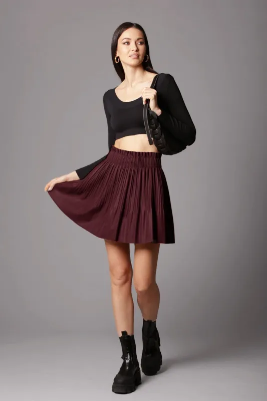 Faux-Ever Leather™ Pleated Mini Skirt sold by Avec Les Filles