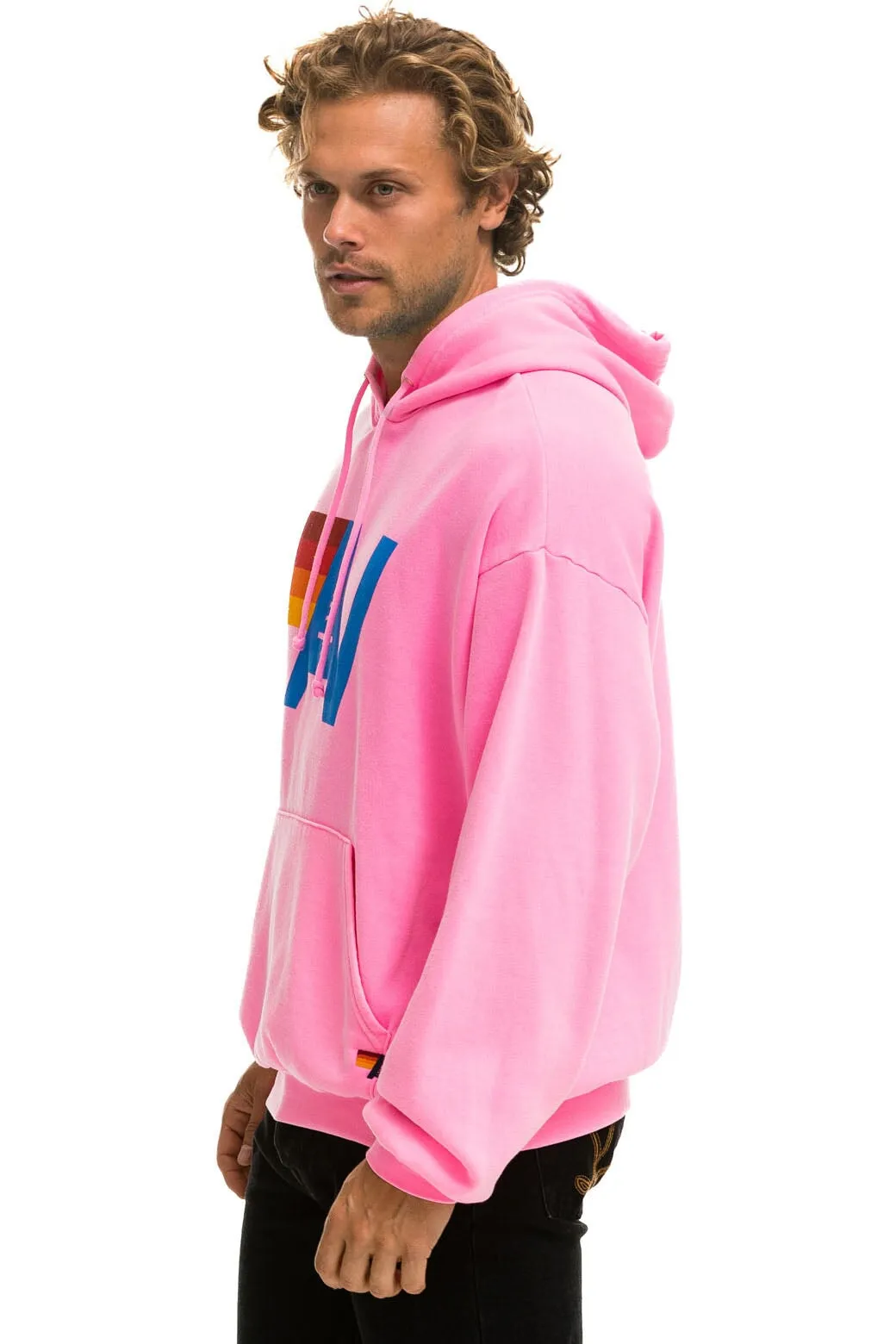 LOGO PULLOVER RELAXED HOODIE - NEON PINK sold by Aviator Nation product image thumbnail 4