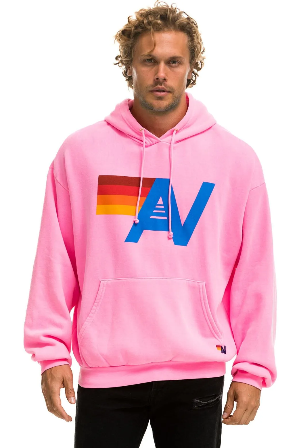 LOGO PULLOVER RELAXED HOODIE - NEON PINK sold by Aviator Nation product image thumbnail 2