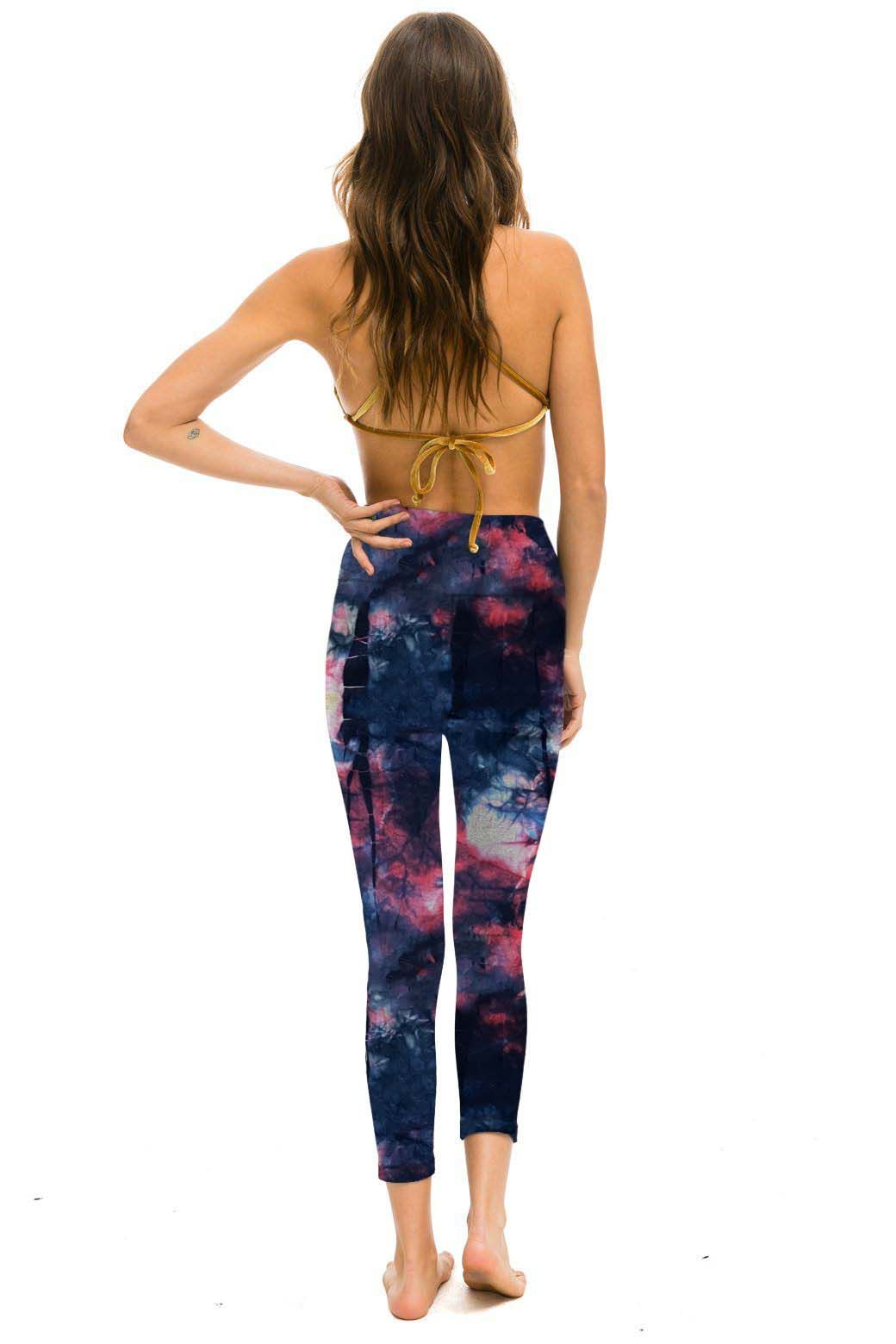 HAND DYED CROPPED HI-RISE LEGGINGS - TIE DYE MULTI sold by Aviator Nation product image thumbnail 2