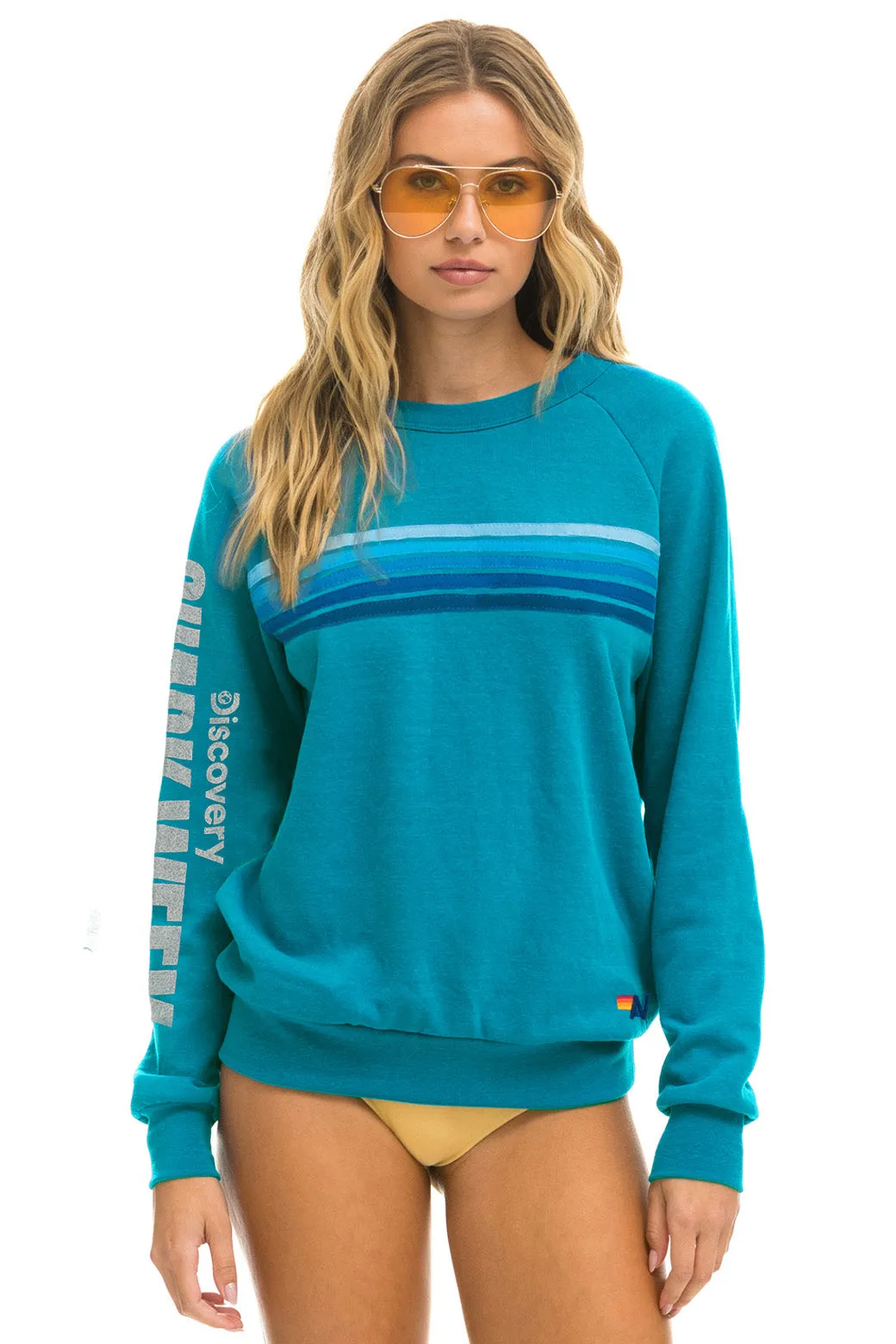 SHARK WEEK 2024 CREW SWEATSHIRT - TEAL sold by Aviator Nation