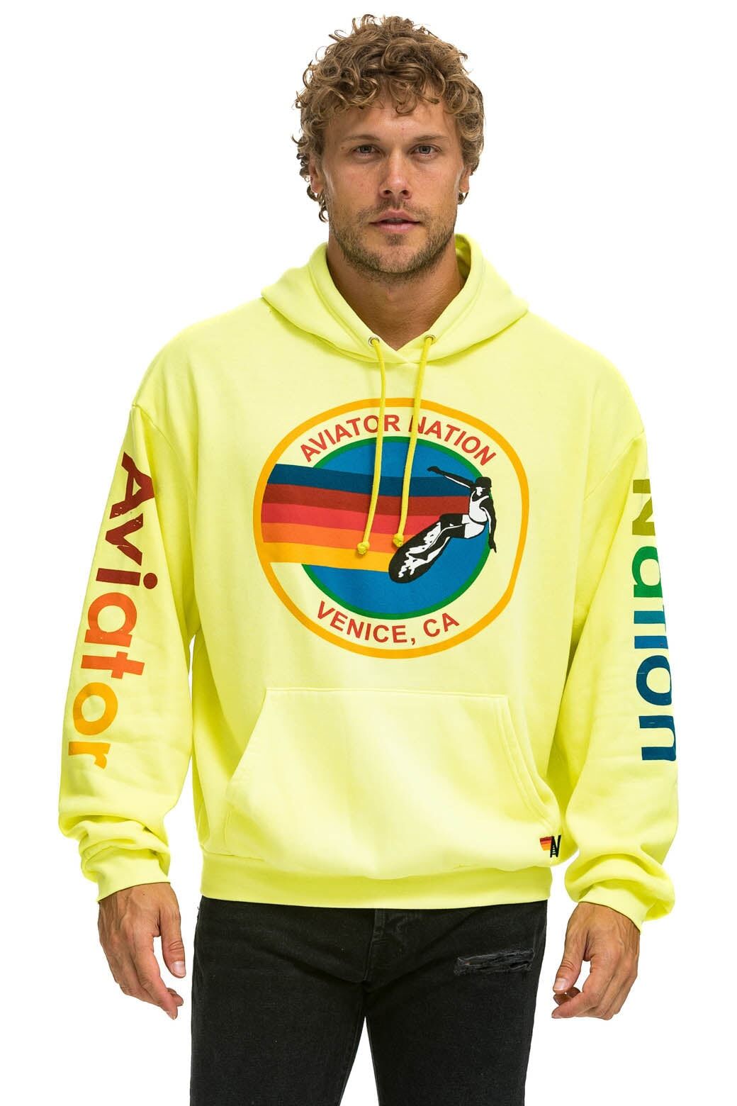 AVIATOR NATION RELAXED PULLOVER HOODIE - NEON YELLOW sold by Aviator Nation product image thumbnail 3