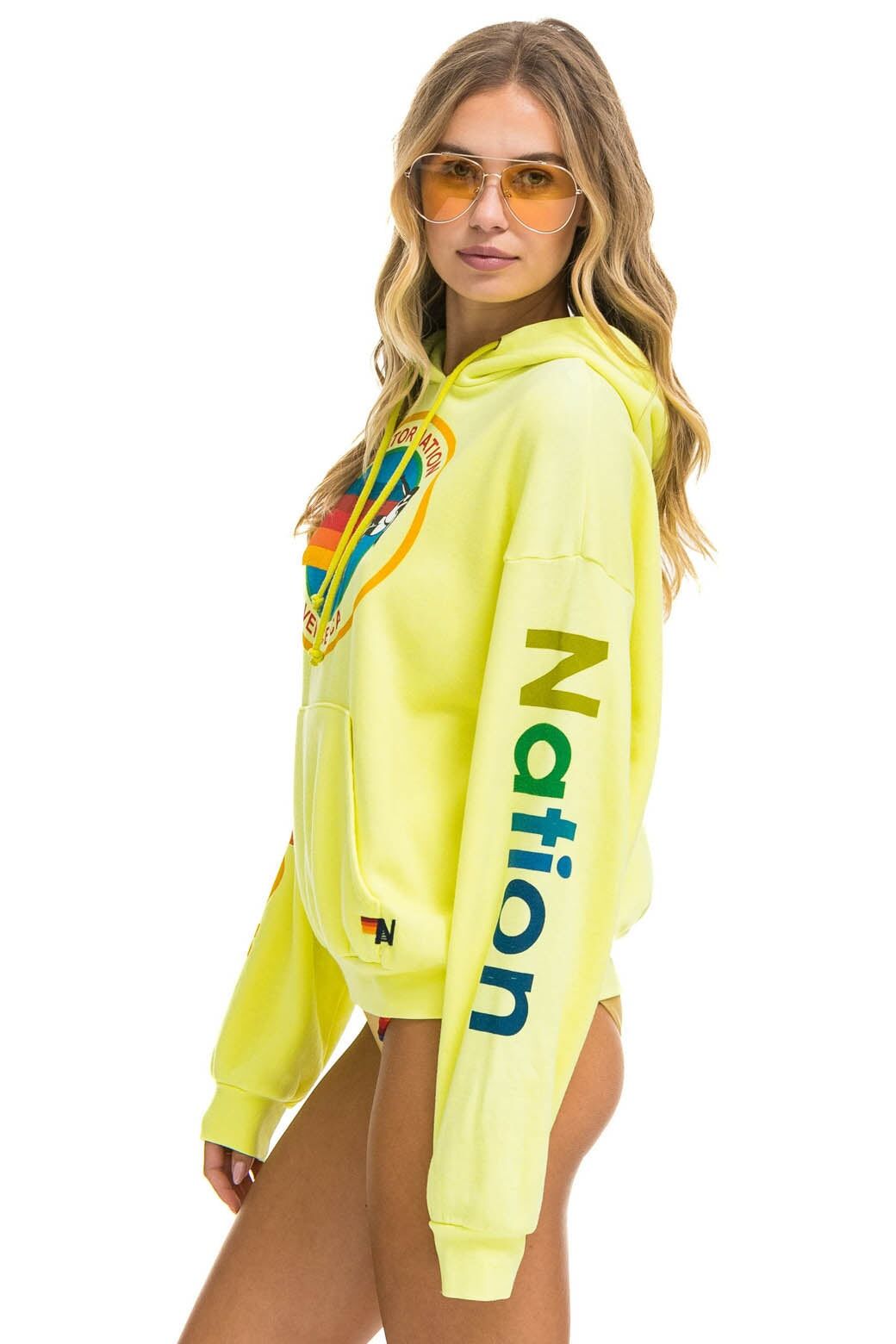 AVIATOR NATION RELAXED PULLOVER HOODIE - NEON YELLOW sold by Aviator Nation product image thumbnail 5