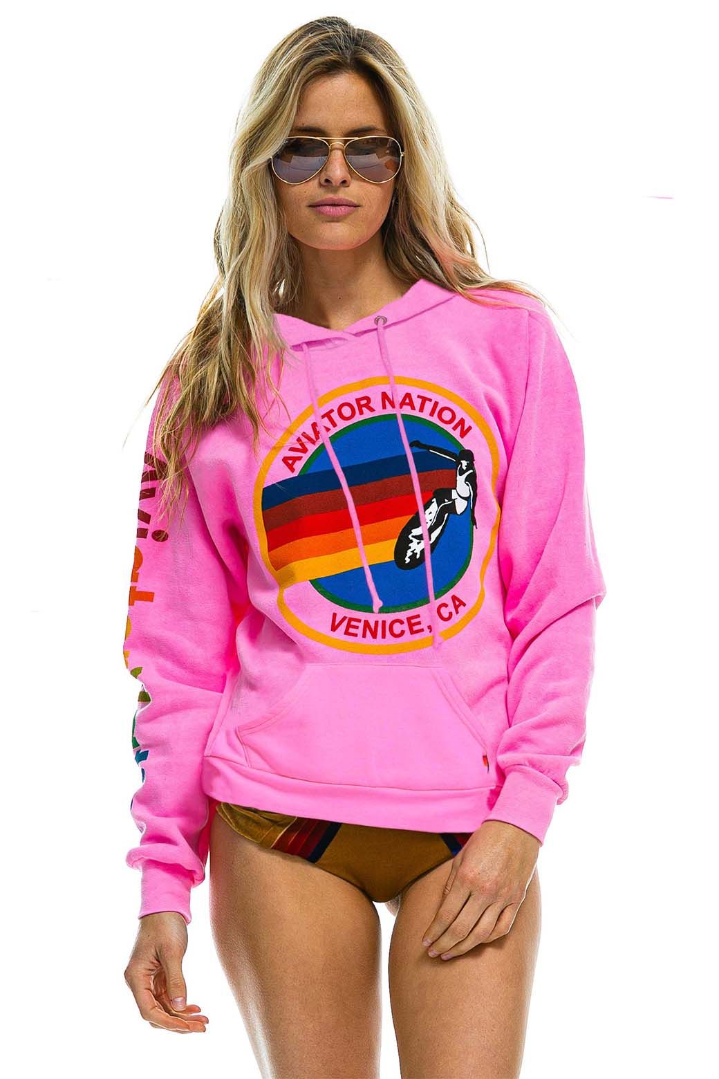 AVIATOR NATION PULLOVER HOODIE - NEON PINK sold by Aviator Nation