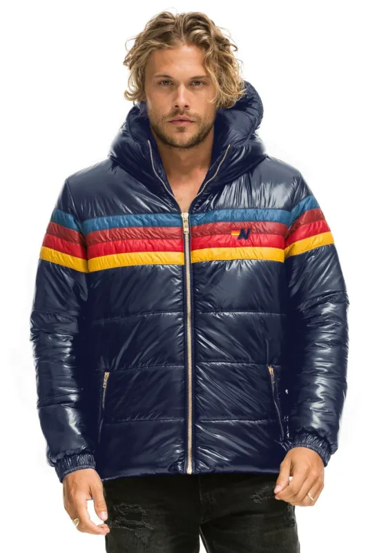 4 STRIPE LUXE TREKKER JACKET - GLOSSY NAVY sold by Aviator Nation