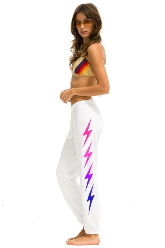 BOLT FADE 4 LIGHT WEIGHT SWEATPANTS - WHITE // PINK PURPLE sold by Aviator Nation