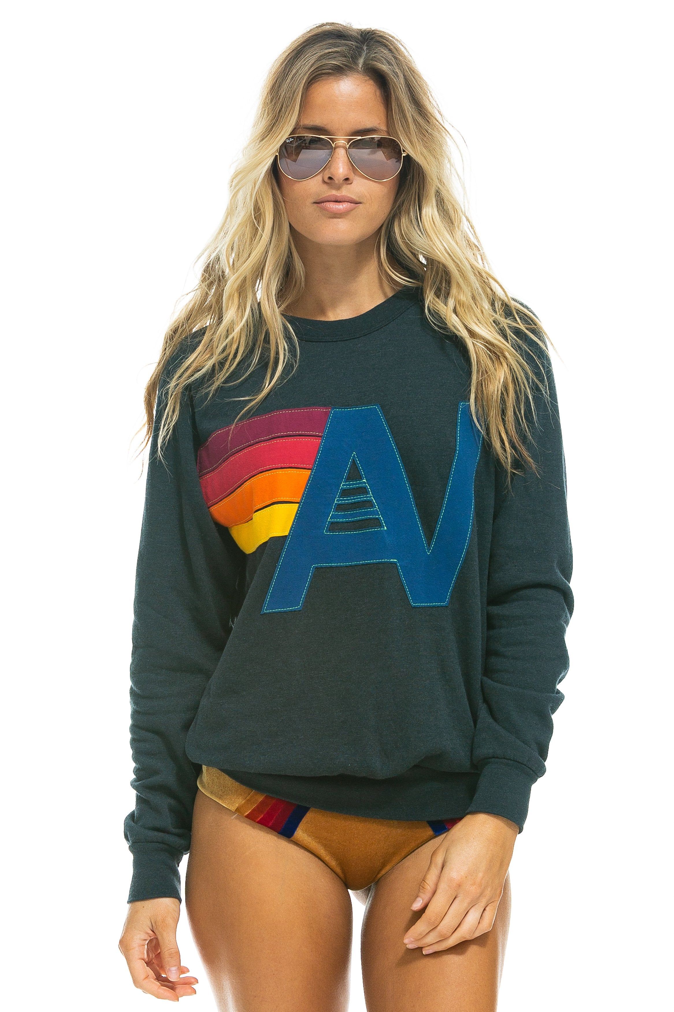 LOGO STITCH CREW SWEATSHIRT - CHARCOAL sold by Aviator Nation