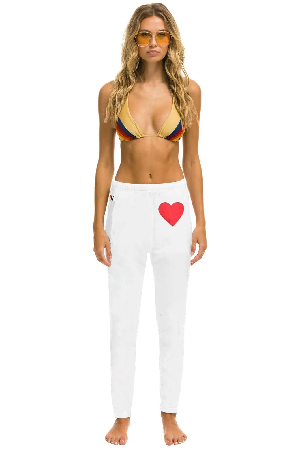HEART STITCH JOGGER SWEATPANTS - WHITE sold by Aviator Nation