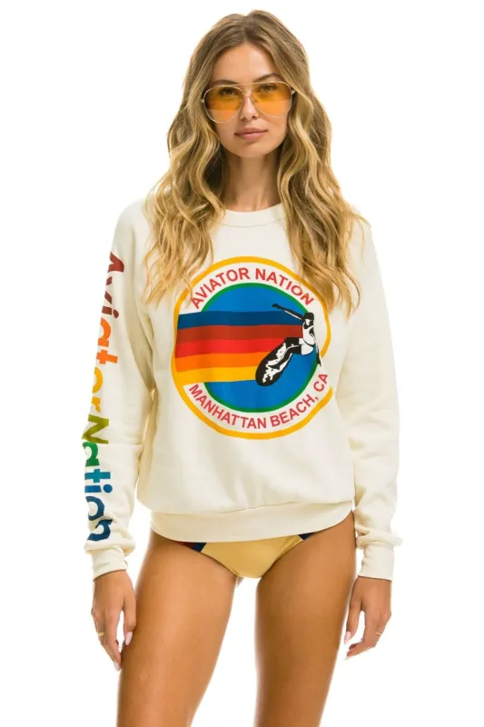 AVIATOR NATION MANHATTAN BEACH CREW SWEATSHIRT -  VINTAGE WHITE sold by Aviator Nation