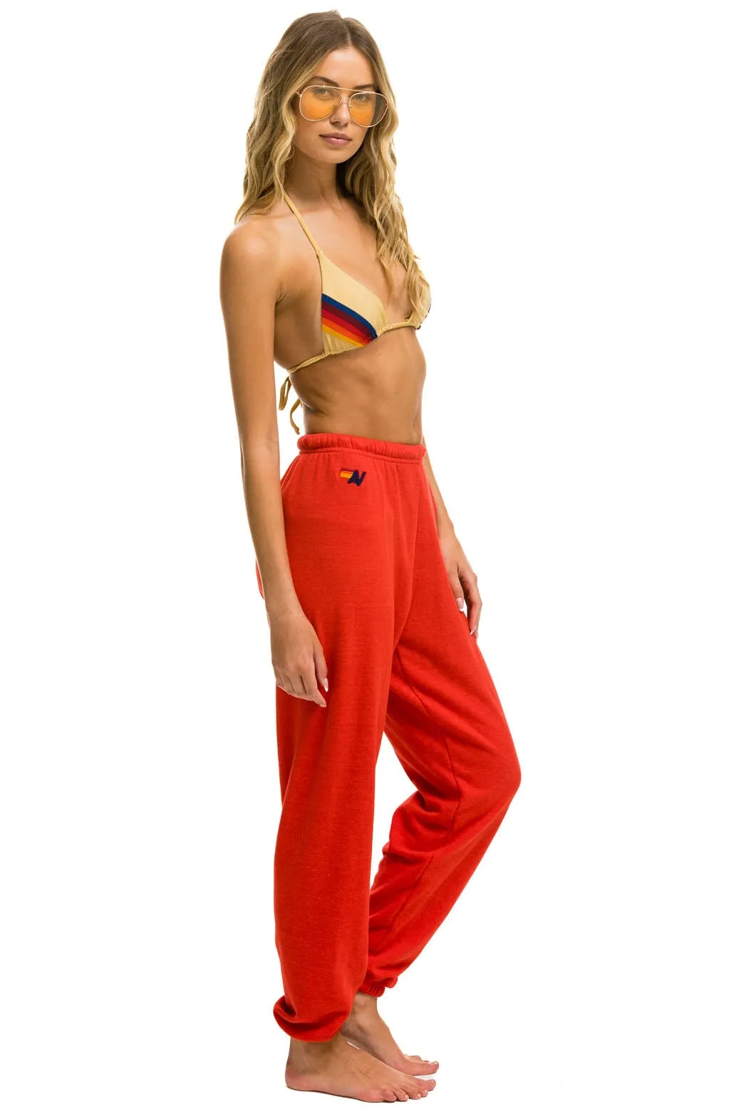 5 STRIPE SWEATPANTS - RED // NEON RAINBOW sold by Aviator Nation product image thumbnail 4