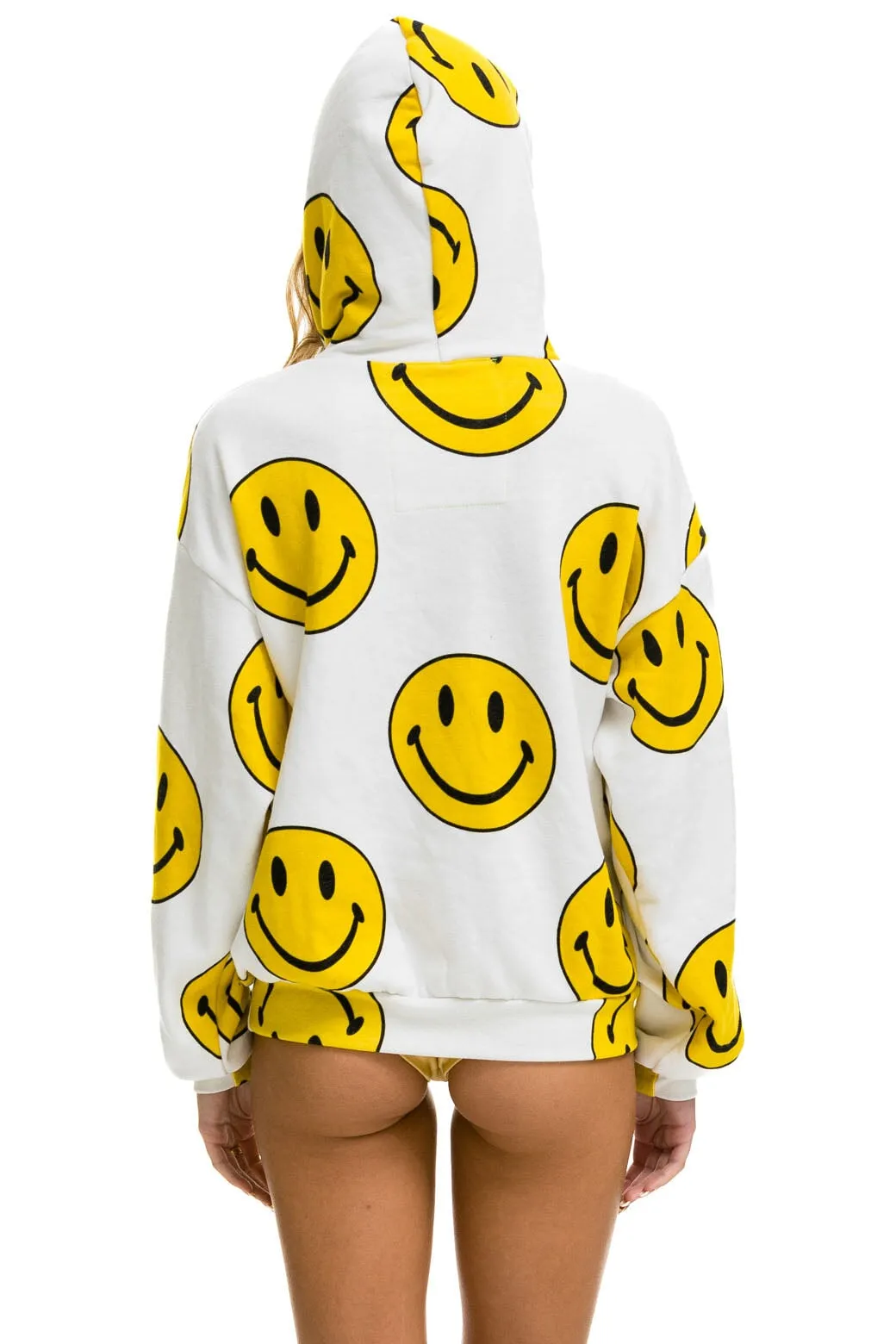 SMILEY REPEAT RELAXED PULLOVER HOODIE - WHITE sold by Aviator Nation product image thumbnail 5