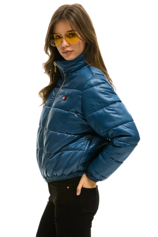 BOLT LUXE APRES PUFFER JACKET - GLOSSY DEEP BLUE made by Aviator Nation