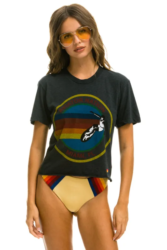 SIGNATURE MIAMI BOYFRIEND TEE - CHARCOAL sold by Aviator Nation