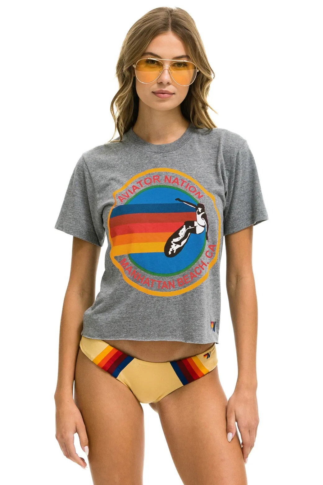 AVIATOR NATION MANHATTAN BEACH BOYFRIEND TEE - HEATHER sold by Aviator Nation
