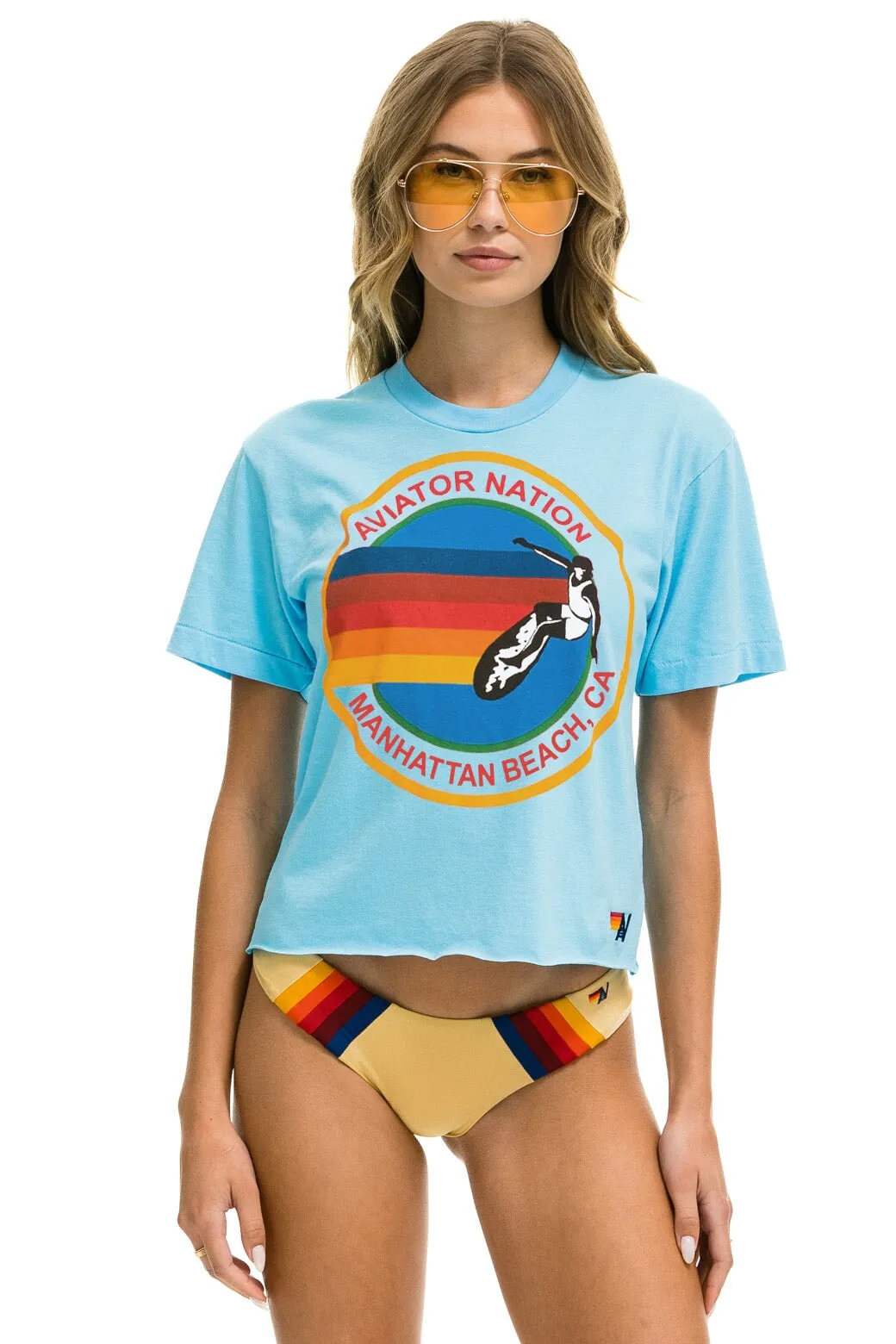 SIGNATURE MANHATTAN BEACH BOYFRIEND TEE - SKY sold by Aviator Nation
