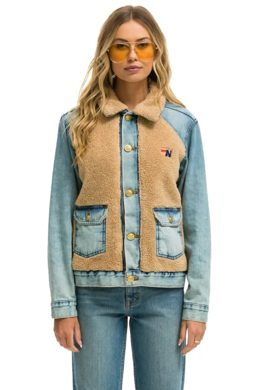 ASPEN SHERPA UNISEX DENIM JACKET - VINTAGE WHEAT sold by Aviator Nation