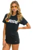 RIDE LOGO WHITE TEE - CHARCOAL sold by Aviator Nation