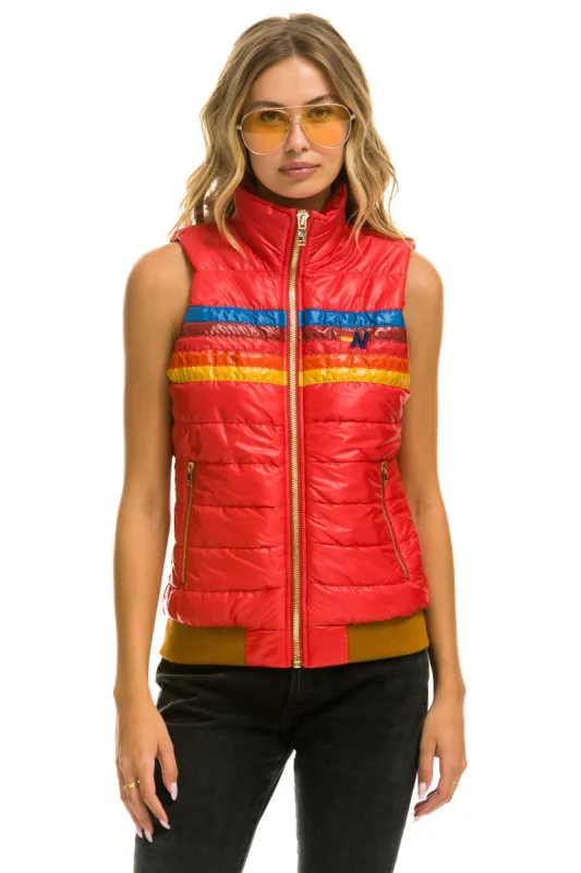 WOMEN'S 5 STRIPE VEST - GLOSSY CHERRY made by Aviator Nation