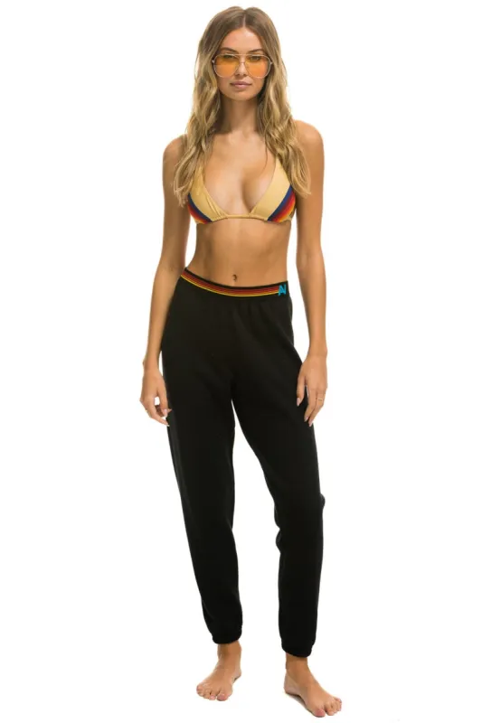 LOGO STRIPE SWEATPANTS - BLACK sold by Aviator Nation