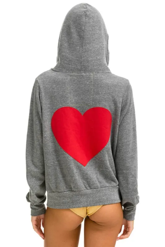 HEART STITCH ZIP HOODIE - HEATHER GREY made by Aviator Nation