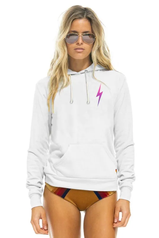 BOLT LIGHTWEIGHT PULLOVER HOODIE	 - WHITE // PINK PURPLE sold by Aviator Nation