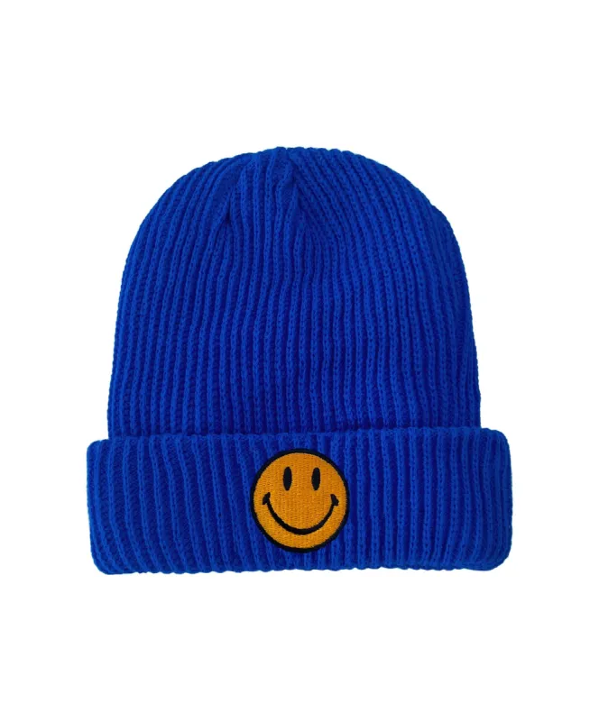 SMILEY RIB BEANIE - ROYAL sold by Aviator Nation