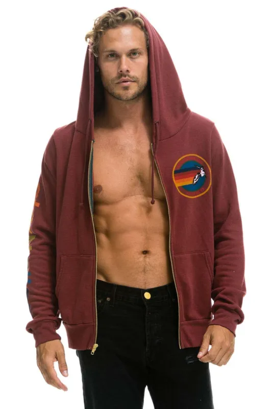 AVIATOR NATION AUSTIN ZIP HOODIE - CLARET sold by Aviator Nation