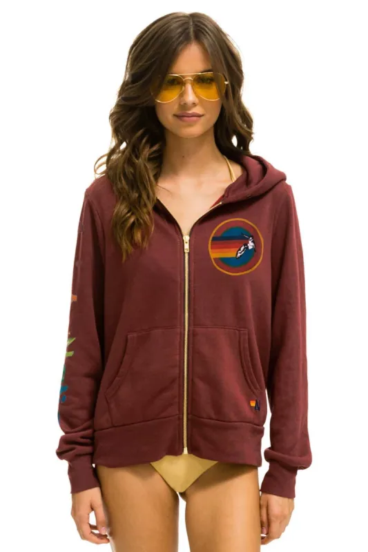 AVIATOR NATION NASHVILLE ZIP HOODIE - CLARET sold by Aviator Nation