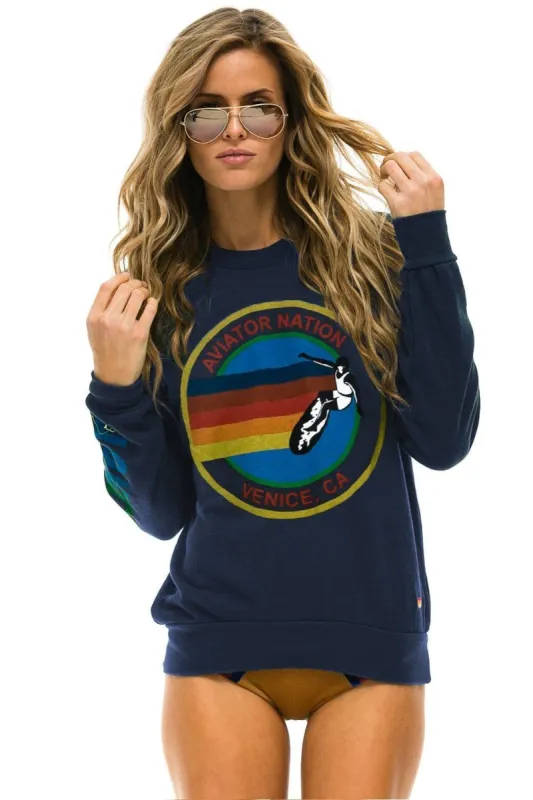 AVIATOR NATION MIAMI CREW SWEATSHIRT - NAVY sold by Aviator Nation