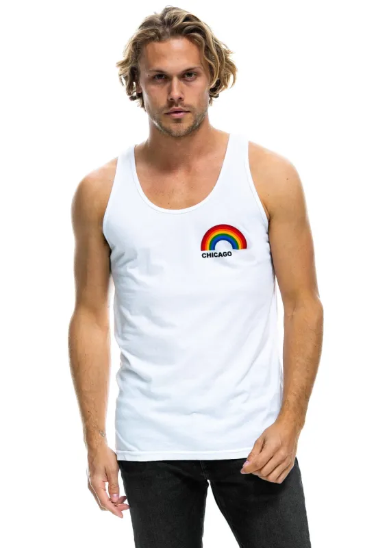 CHICAGO RAINBOW UNISEX TANK - WHITE made by Aviator Nation