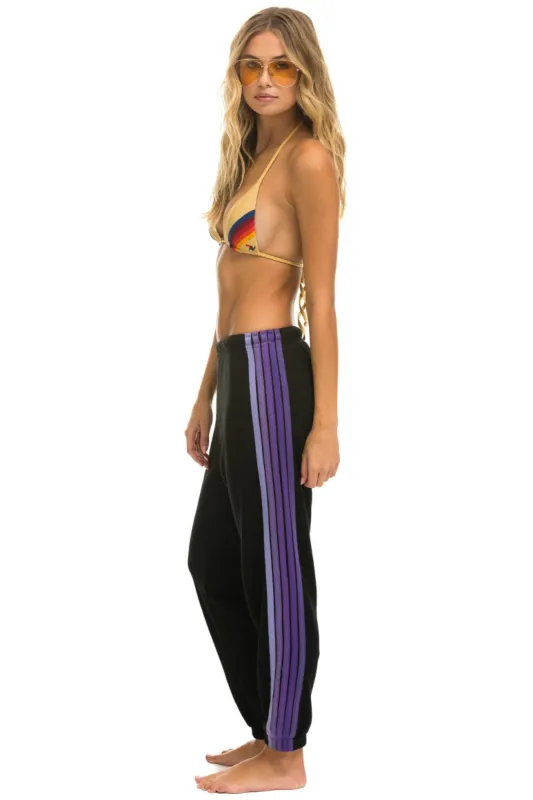5 STRIPE SWEATPANTS - BLACK // PURPLE sold by Aviator Nation